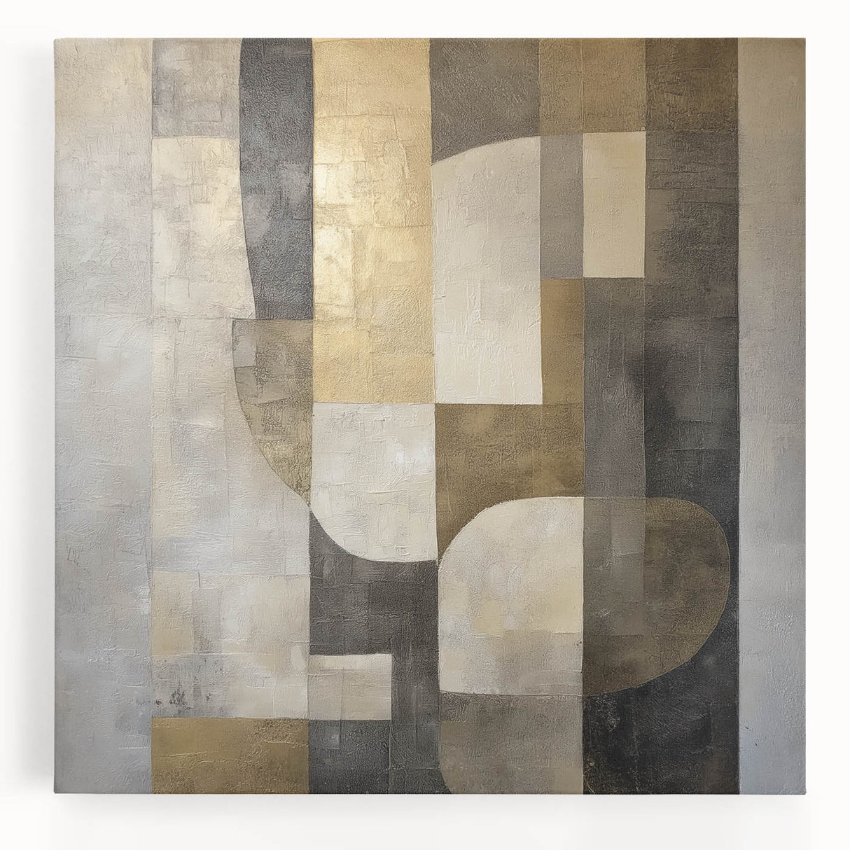 Abstract geometric stretched canvas artwork showcasing vibrant colors and intricate patterns, ideal for modern home decor. This unique design adds a contemporary touch to any living space, enhancing aesthetic appeal with its dynamic shapes and bold hues.