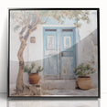 Large abstract wall art featuring a Greek door design in black and white, framed in acrylic, suitable for modern decor.