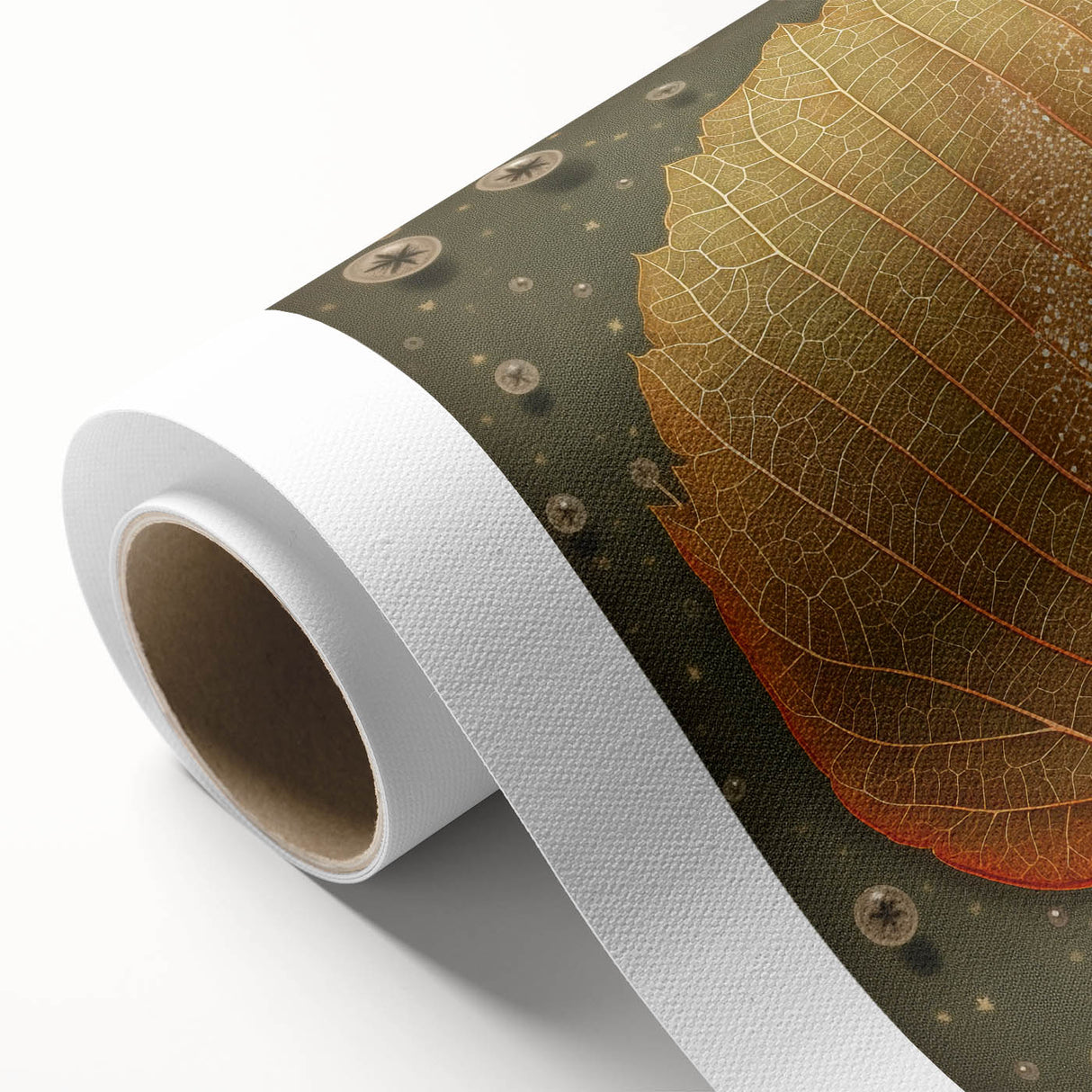 Rolled canvas artwork showcasing a vibrant floral and botanical design with intricate detailing, ideal for home decor. Packaged securely for safe delivery.