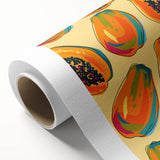Art Deco style poster featuring an array of fruits in vibrant colors on rolled canvas, suitable for nursery wall art.