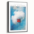 Black and white landscape painting on framed canvas, featuring a minimalist design, ideal for bedroom wall decor.