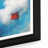 Extra large framed canvas featuring a textured black background with vibrant, colorful abstract shapes.