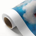 Rolled canvas with a modern, abstract design in soft pastel colors, suitable as nursery wall art or dining room decor.