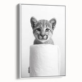 Adorable Cub Bathroom Wall Art - Modern Black and White Decor
