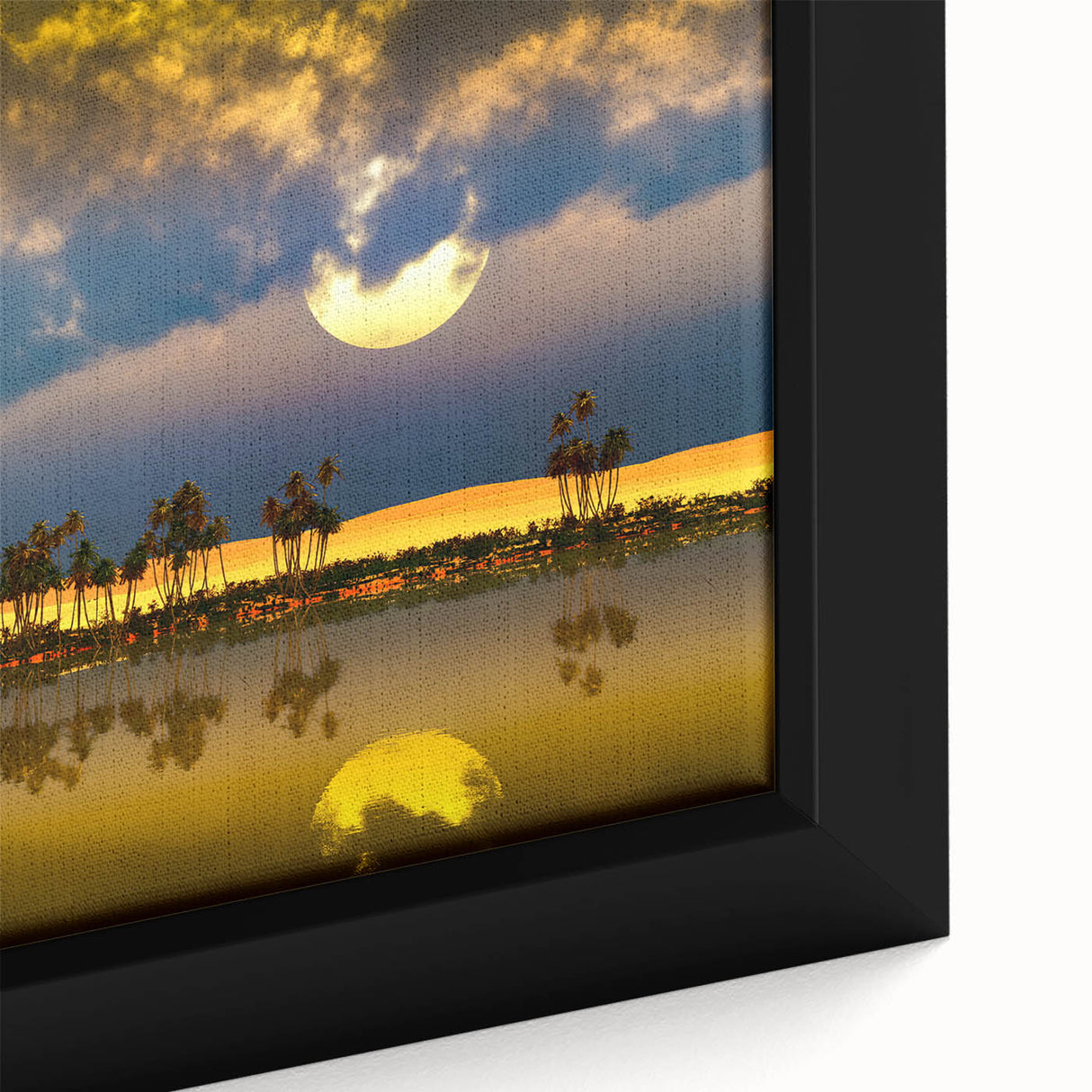 Extra large black wall art depicting a textured, colorful Algerian landscape on framed canvas, ideal for living room decor.