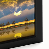 Extra large black wall art depicting a textured, colorful Algerian landscape on framed canvas, ideal for living room decor.