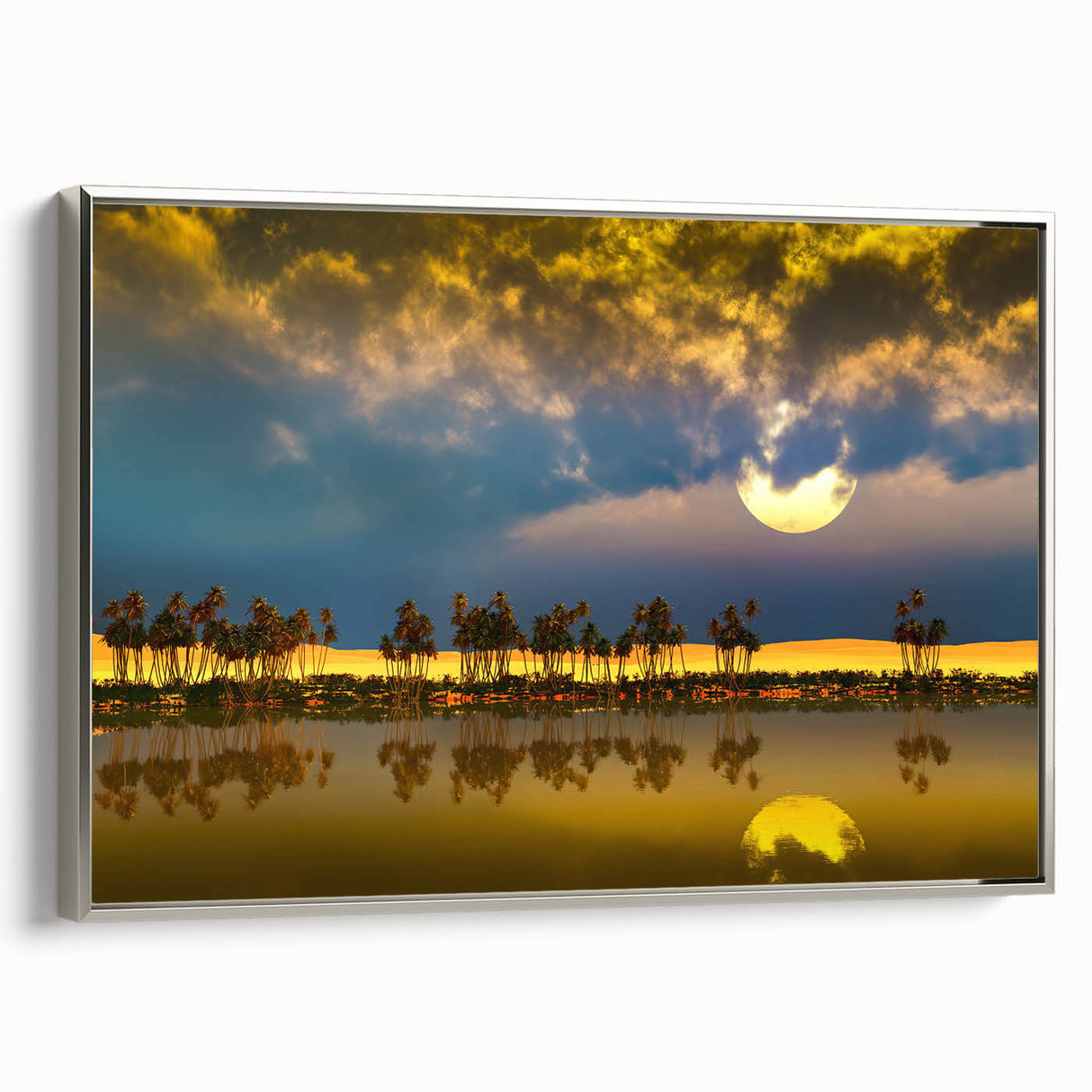 Vintage poster art of an Algerian landscape on a framed canvas, featuring vibrant colors, ideal for living room decor.