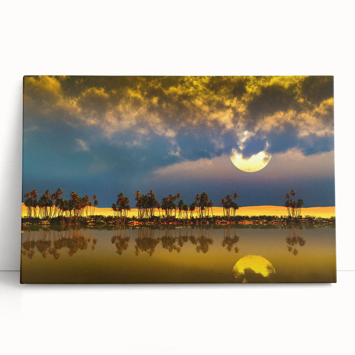 Large black and white photograph of an Algerian landscape on stretched canvas.