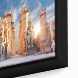 Extra large framed canvas depicting a textured, colorful Egyptian landscape, ideal for living room decor.