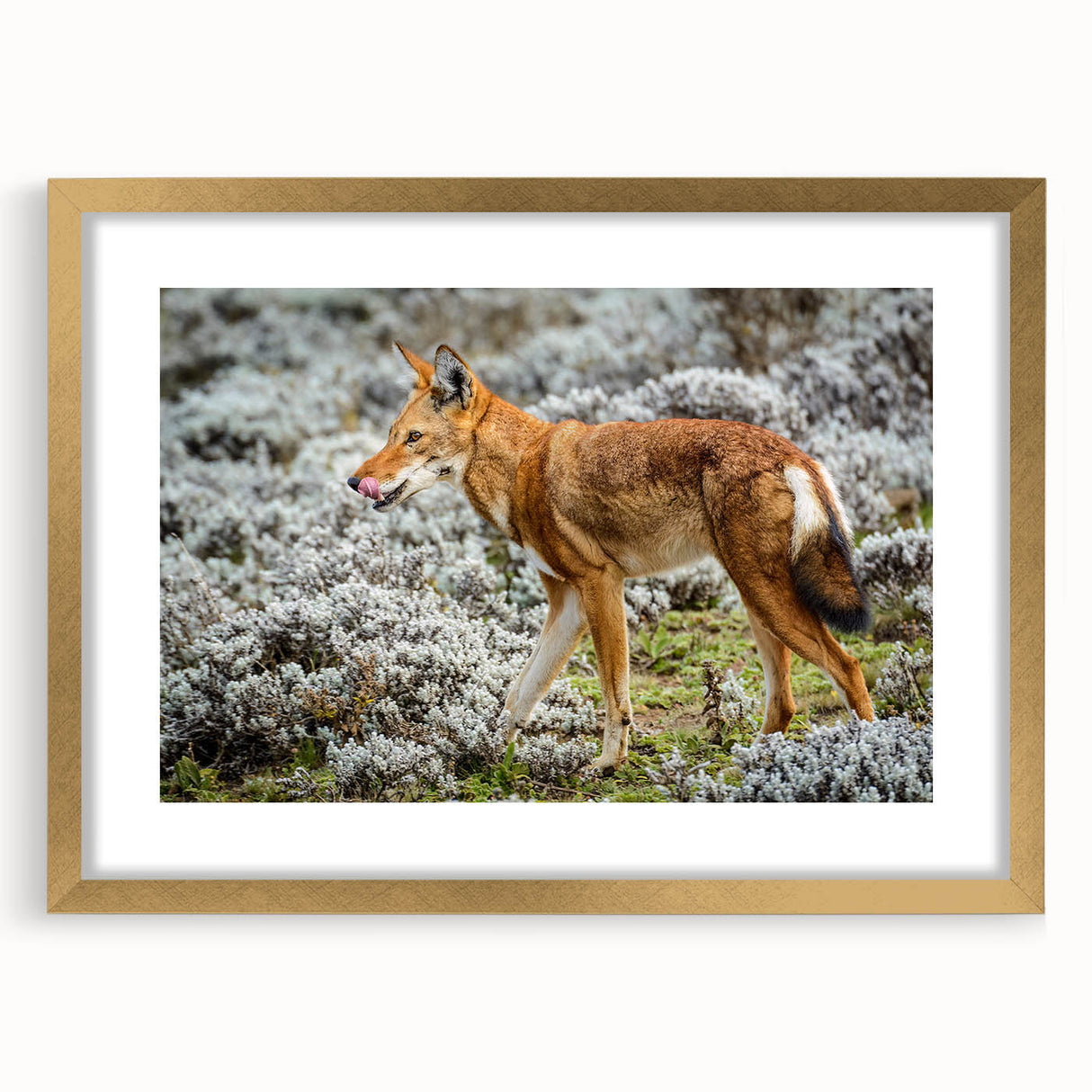 Textured abstract art print depicting an Ethiopian scenery in muted earth tones on a framed canvas.