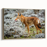 Landscape art painting of Ethiopian scenery on framed canvas, featuring earthy tones and vintage poster style.