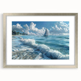 Abstract art print of a Kenyan landscape in muted earth tones on a framed silver mat, ideal for dining room decor.