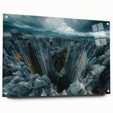 Acrylic print of a Madagascar landscape in vibrant earth tones, ideal for dining room or bedroom decor.