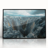 Large abstract wall art depicting Madagascar scenery in muted earth tones on a framed acrylic.