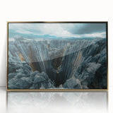 Mid-century modernist art depicting a Madagascar landscape in muted earth tones on a framed acrylic panel.