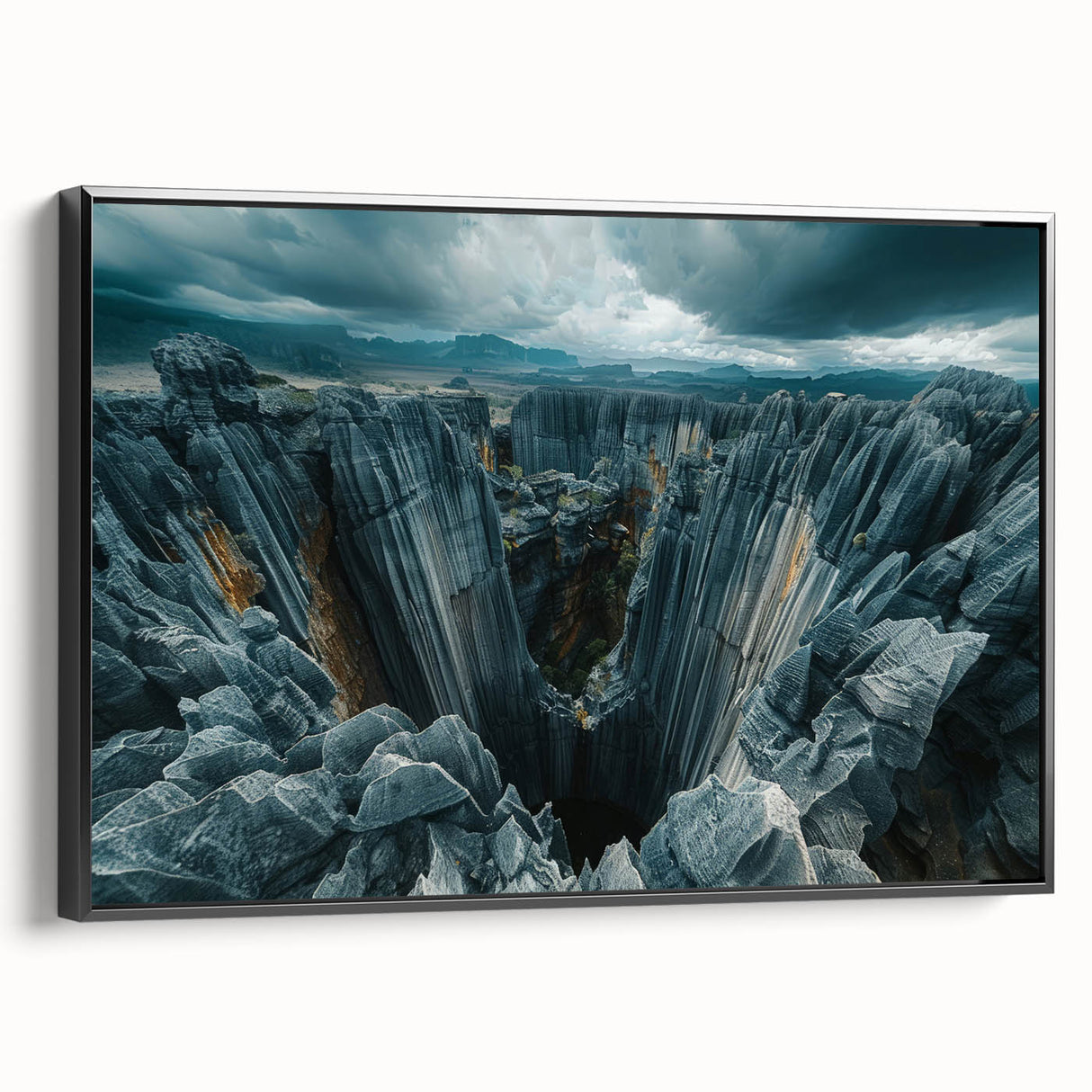 Black and white landscape art painting of Madagascar on framed canvas, ideal for bedroom wall decor.