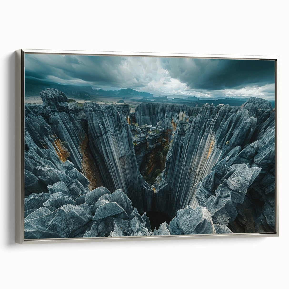 Vintage poster art of Madagascar scenery on a framed canvas, featuring vibrant colors, ideal for living room decor.