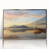 Art deco poster of a Mauritius scenery in silver acrylic frame, suitable for modern nursery wall art.