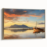 Framed canvas landscape art painting depicting a vibrant, colorful Mauritius scenery, ideal for living room decor.