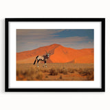 Extra large abstract art print of a colorful, textured Namibian landscape on a framed canvas, ideal for living room decor.