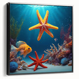 Black and white framed canvas featuring a serene Seychelles landscape, ideal for bedroom wall decor.