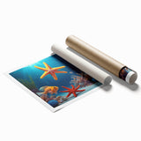 Extra large rolled print of Seychelles scenery with vibrant floral art, ideal for classy bathroom or large living room decor.