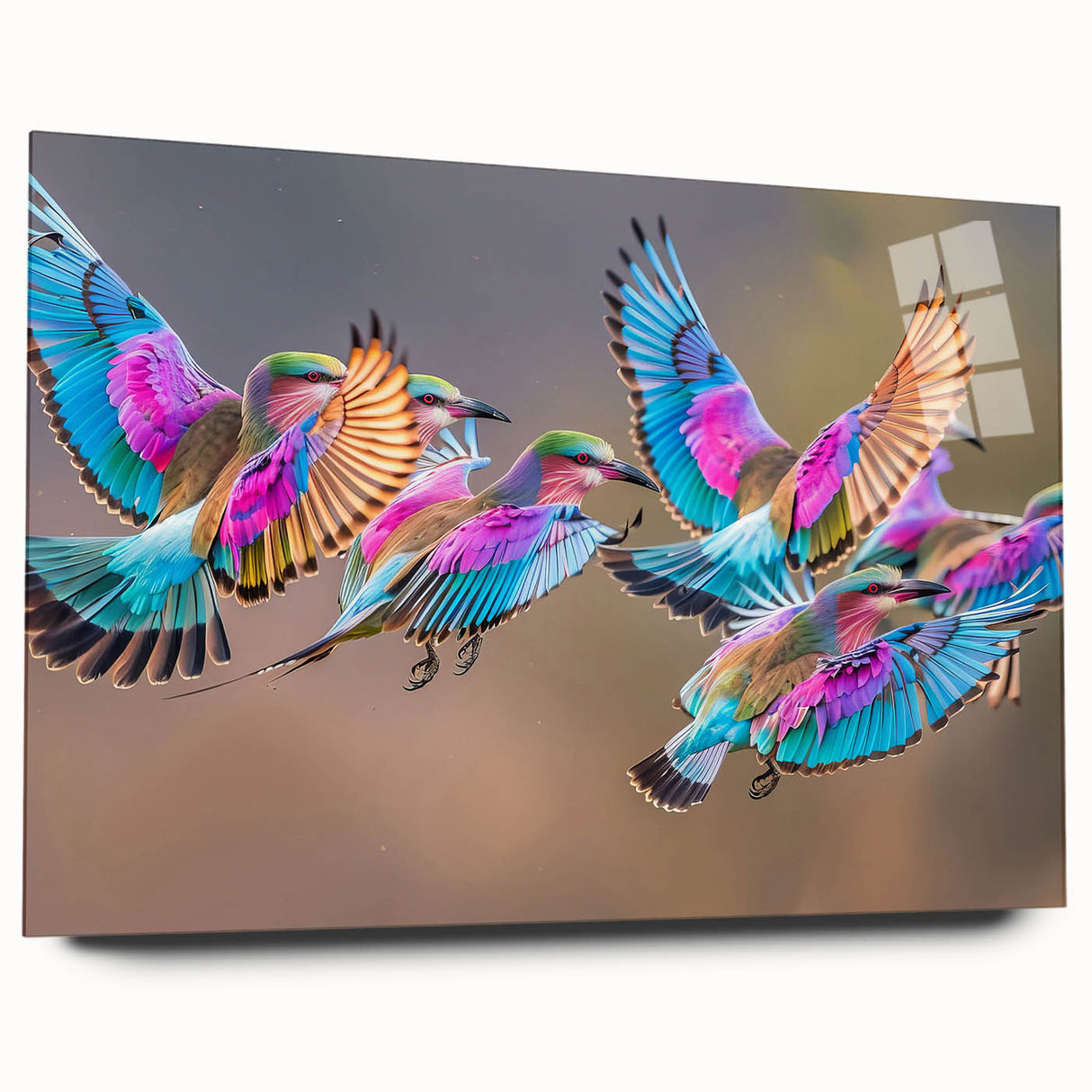 Large abstract wall art depicting the South African scenery in muted earth tones on acrylic glass.