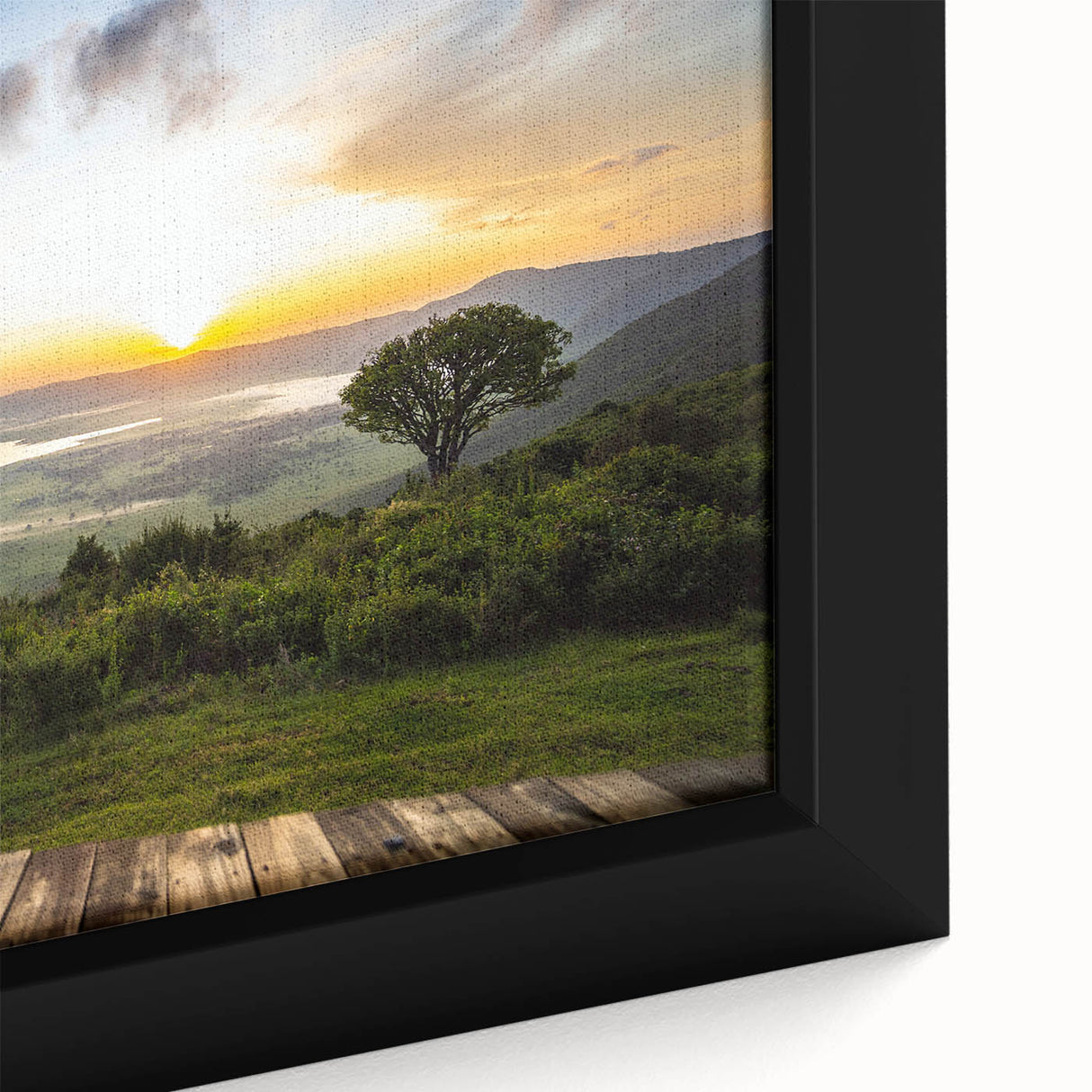 Extra large framed canvas featuring a textured, colorful African scenery, ideal for living room decor.