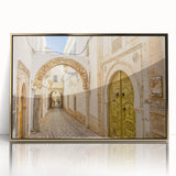 Large art print of a Tunisian landscape in muted earth tones on framed acrylic, ideal for modern art wall decor.