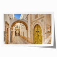 Extra large rolled print of a Tunisian landscape with vibrant floral elements, ideal for art wall dining room.