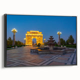 Black and white landscape art painting of Azerbaijan scenery on framed canvas, ideal for bedroom wall decor.