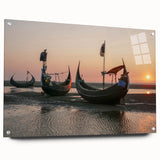 Acrylic print of a large abstract depiction of Bangladesh scenery in muted earth tones.