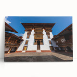 Black and white photograph of Bhutanese landscape on stretched canvas, ideal for kitchen wall art or bedroom ambiance.