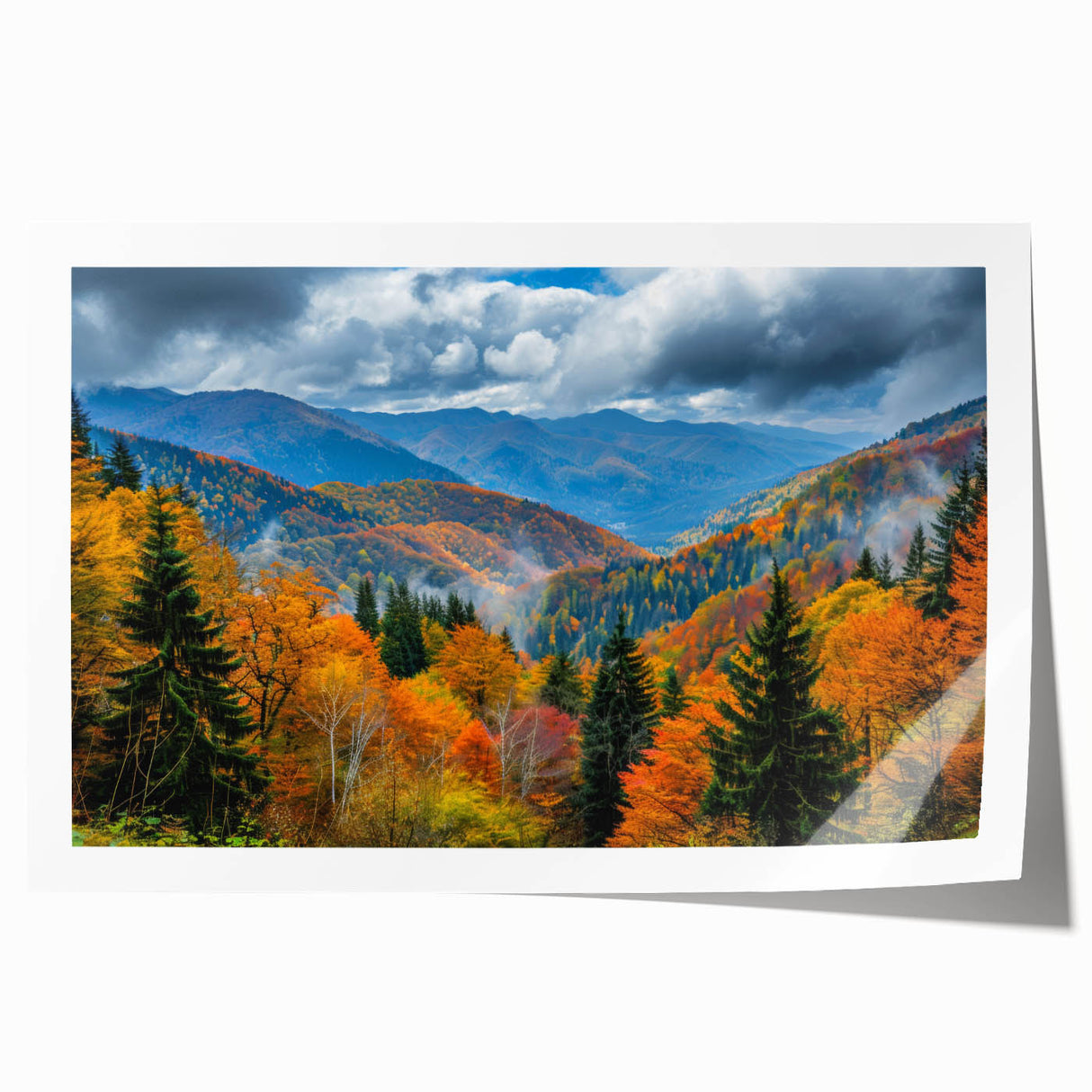 Extra large rolled print of a Georgian Asian landscape with vibrant floral elements, ideal for art wall dining room decor.