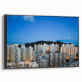 Black and white framed canvas of vintage Hong Kong landscape, ideal for bedroom wall art.