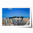 Extra large rolled print of Hong Kong skyline with floral accents in muted colors, ideal for art wall dining room.