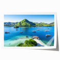 Extra large rolled print of a serene Indonesian landscape with lush greenery and soft blue sky.