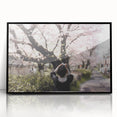Large abstract wall art depicting a minimalist Japanese scenery in black and white tones on framed acrylic.