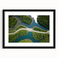Extra large abstract art print of a colorful, textured scenery in Laos, framed in black with a mat.