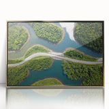 Large art print of a Laotian landscape in muted gold tones on a framed acrylic, ideal for modern art wall decor.