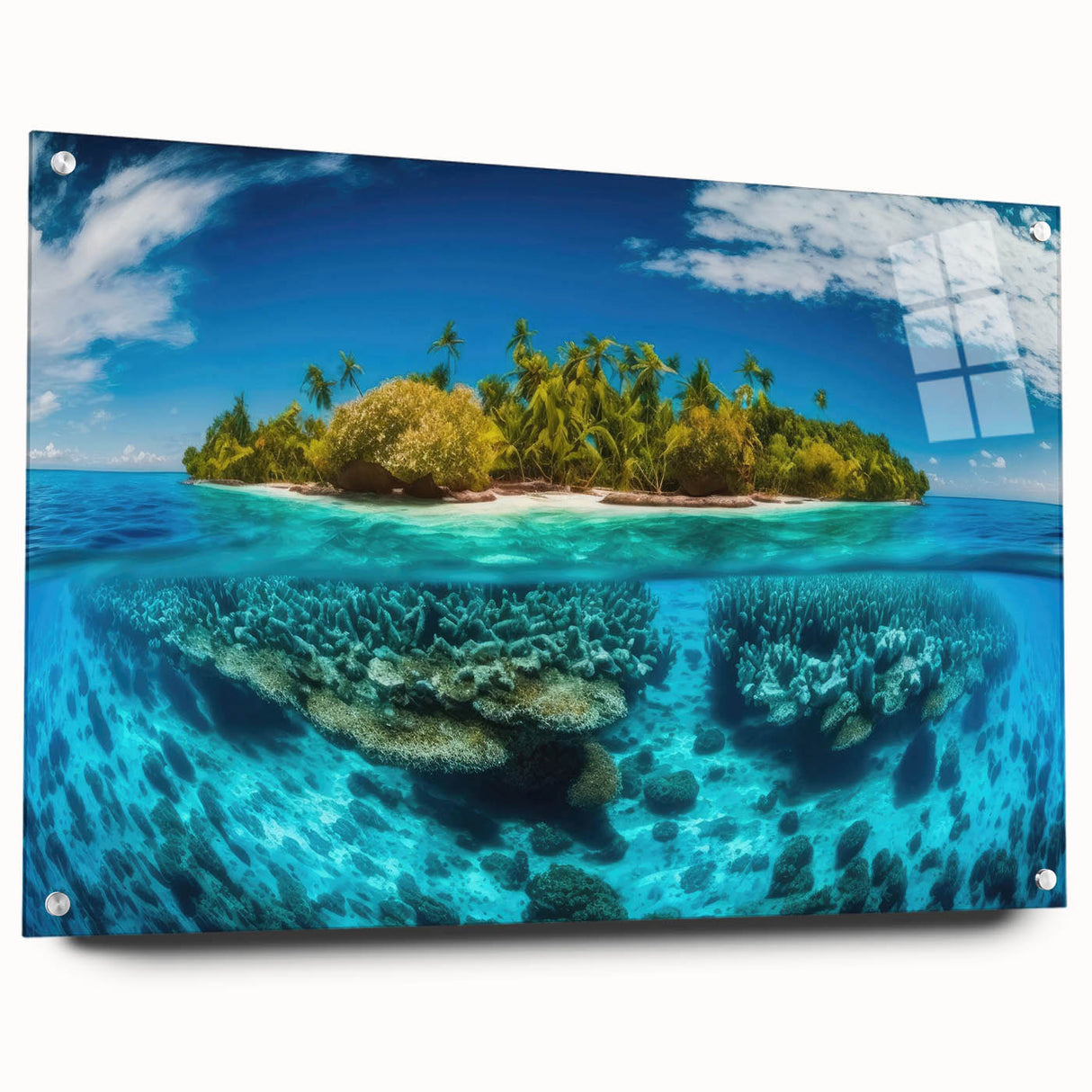 Acrylic print of a Malaysian landscape in muted earth tones, ideal for dining room decor.