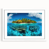 Abstract art print of a Malaysian landscape in muted earth tones on a framed canvas, suitable for dining room decor.