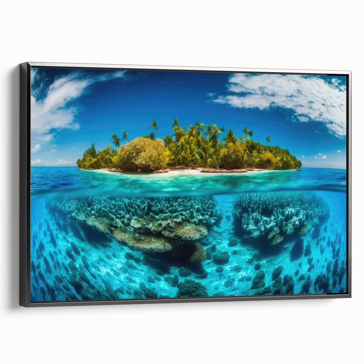 Black and white landscape art painting of a Malaysian scenery on framed canvas, ideal for bedroom wall decor.