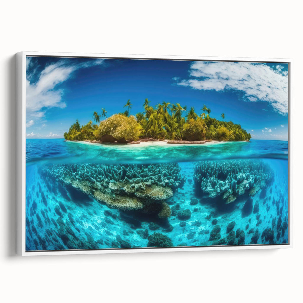 Vintage poster art of a Malaysian landscape in vibrant colors on a large framed canvas, ideal for living room decor.