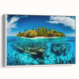 Vintage poster art of a Malaysian landscape in vibrant colors on a large framed canvas, ideal for living room decor.