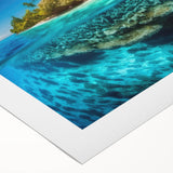 Art deco poster featuring a Malaysian landscape in muted green and blue tones on rolled canvas.