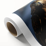 Art deco poster of a serene Mongolian landscape on rolled canvas, ideal for nursery wall art or dining room decor.