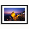 Extra large, colorful abstract art print of a textured Myanmar scenery in a black frame, ideal for living room decor.