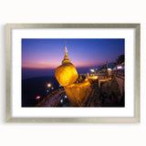 Textured abstract art print featuring a muted landscape of Myanmar, framed in silver, ideal for bedroom art.