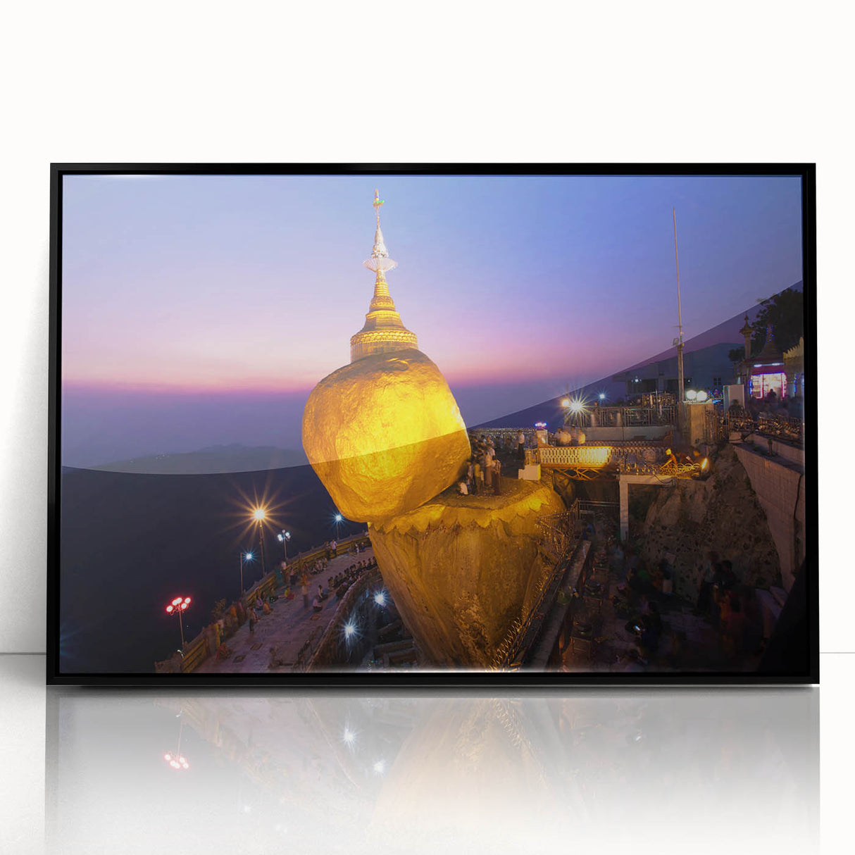 Large abstract wall art depicting a scenic Myanmar landscape in muted earth tones on a framed acrylic.